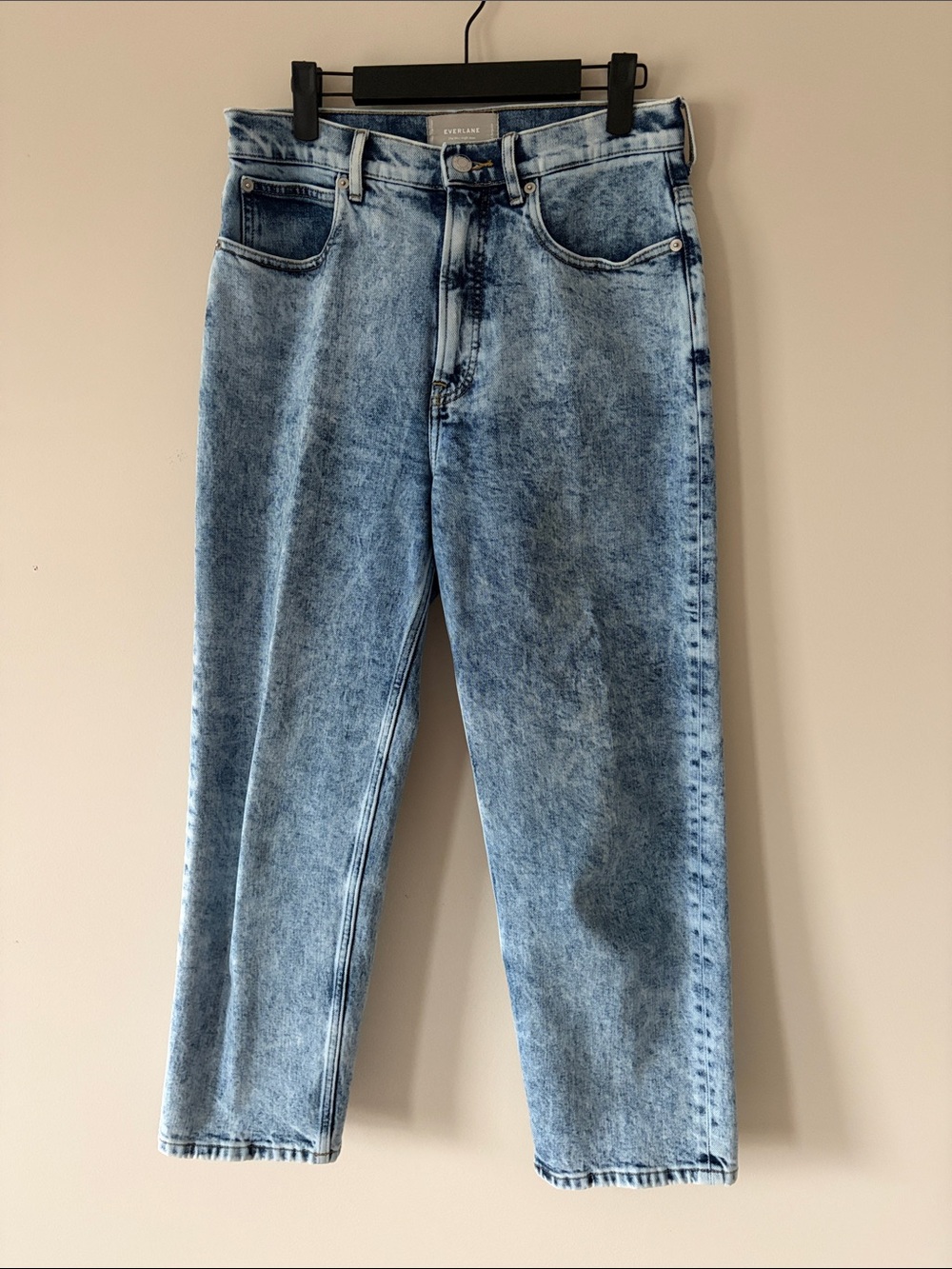 Everlane Slim Straight Women’s Cropped Jeans in Acid Wash Blue